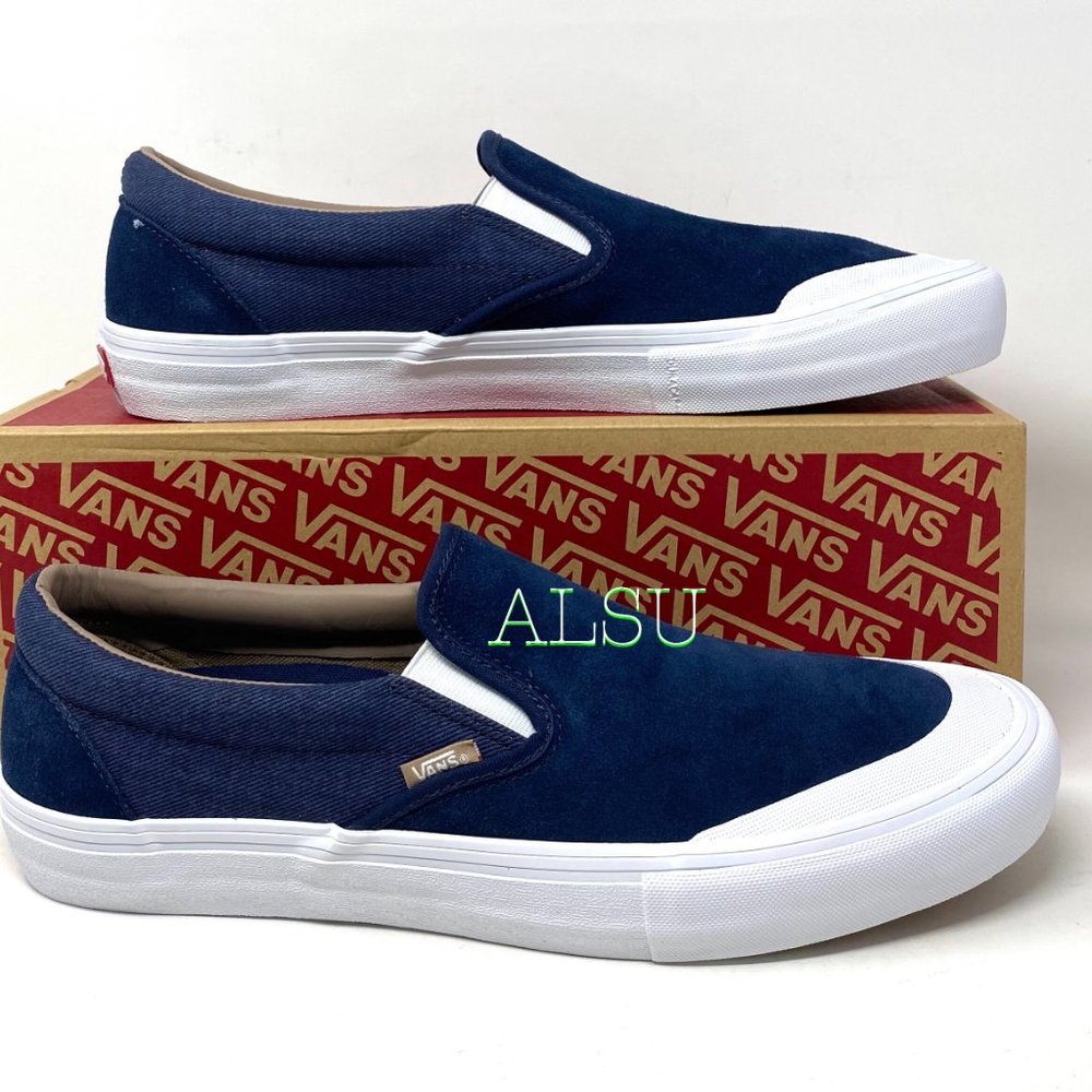VANS Slip-On Pro Suede Canvas Twill Blue Women's - Picture 8 of 10